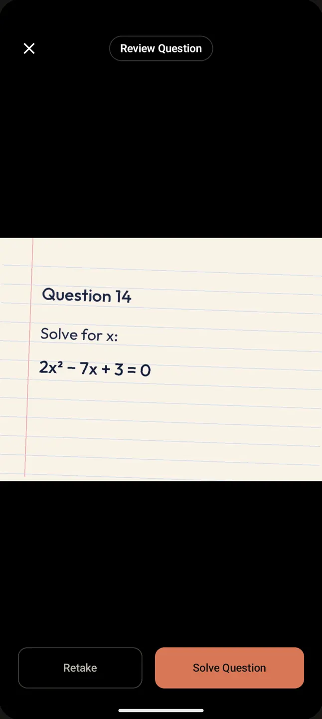 Snap to Solve: a photographed textbook question ready to solve in the DeeepSolve Android app